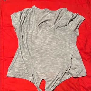 Gray V-Neck Women's Top